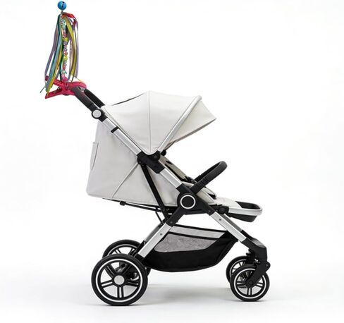 Stroller Flag for Disney, Bell Baby Carriage Identifier Flag with Rainbow Needle Wheels and Ribbons, Stroller Tag & Finder Hanger for Theme Parks, Airports, Shopping Centers in Kuwait