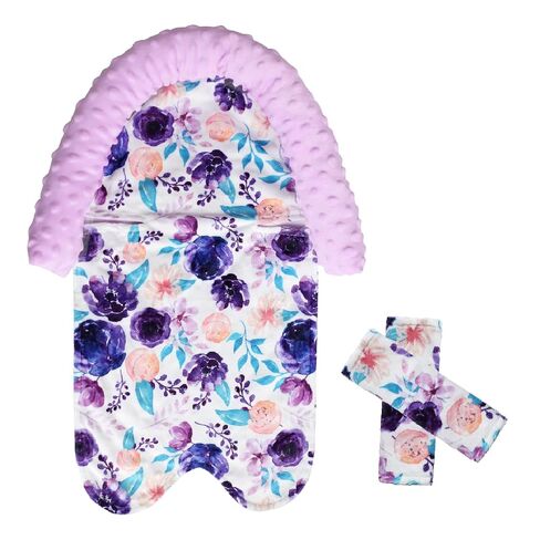 Baby Head Support and Strap Covers for Car Seat | Minky Infant Carseat Headrest for Newborn, Infant Car Seat Insert Pad for Strollers,Swing ,Purple in Saudi Arabia