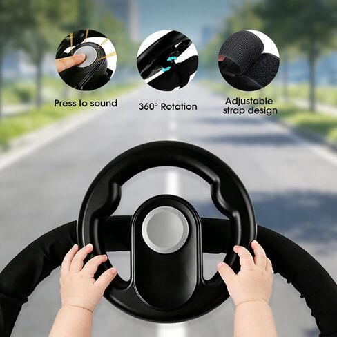 Stroller Steering Wheel Toy, Plastic Steering Wheel for Stroller Shopping Carts Cart Universal Detachable Simulated Driving Experience for Bumper, Racing, Rocking, Infant Car. in Kuwait