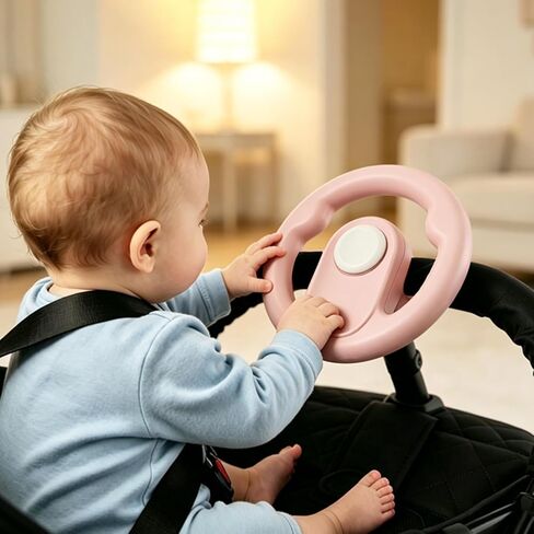 Stroller Steering Wheel Toy, Plastic Steering Wheel for Stroller Shopping Carts Cart Universal Detachable Simulated Driving Experience for Bumper, Racing, Rocking, Infant Car. in Kuwait
