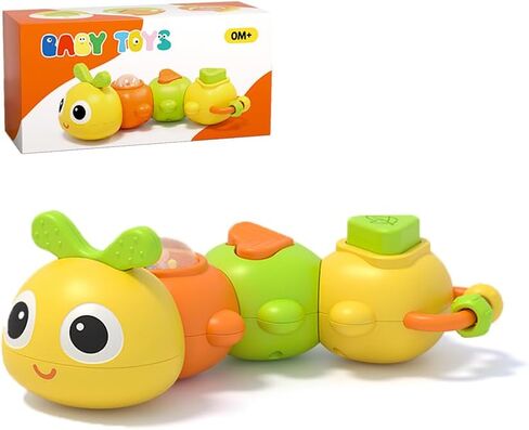 Caterpillar Montessori Busy Board for 0-2 Year Old Toddler | Travel Busy Cube Toy with 6 Sensory Activities, Safety Certified, Educational Activity Stacking & Sensory Toys for Boy Girl in Saudi Arabia
