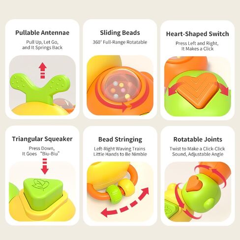Caterpillar Montessori Busy Board for 0-2 Year Old Toddler | Travel Busy Cube Toy with 6 Sensory Activities, Safety Certified, Educational Activity Stacking & Sensory Toys for Boy Girl in Saudi Arabia