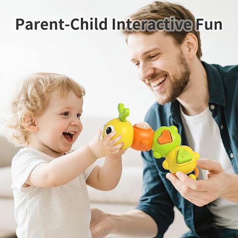 Caterpillar Montessori Busy Board for 0-2 Year Old Toddler | Travel Busy Cube Toy with 6 Sensory Activities, Safety Certified, Educational Activity Stacking & Sensory Toys for Boy Girl in Saudi Arabia