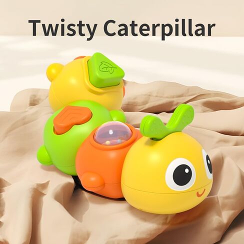 Caterpillar Montessori Busy Board for 0-2 Year Old Toddler | Travel Busy Cube Toy with 6 Sensory Activities, Safety Certified, Educational Activity Stacking & Sensory Toys for Boy Girl in Saudi Arabia