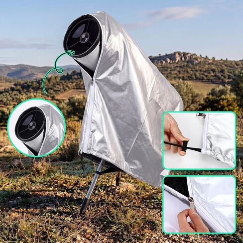 2 Pcs Telescope Cover with Zipper and Adjustable Drawstring, Water Resistant Silver Oxford Telescope Cover for Indoor Outdoor Storage, Dust Sun Moisture Protection, 59 x 33 Inches in Saudi Arabia