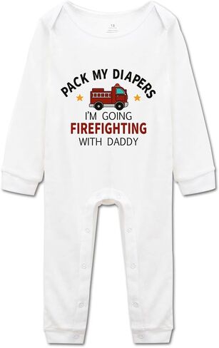 Pack My Diapers I'm Going Firefighting With Daddy Infant Bodysuit Firefighter Baby Clothes in Kuwait