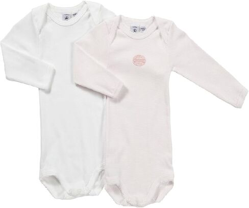 Petit Bateau Girls 2 Pack Long Sleeves Bodysuits Sizes 3-12 Months Style 15050 (Size 12 Style 15050 Girls) Multi in Kuwait