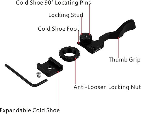 Camera Thumb Grip with Detachable Cold Shoe Mount, Ergonomic Thumb Rest for Sony A7M/A7R/A7S & A9 Series Cameras, Hot Shoe Protection & Secure Hold for Photography in Saudi Arabia