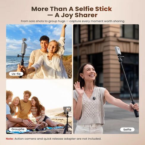 Walking Way 40cm/15.75" Extendable Tripod, Mini Portable Selfie Stick for DJI Osmo Action 6/5 Pro/Pocket 3/Xtra Muse, GoPro Hero 13/12/11/10/Max, Insta360 X5/Ace Pro 2, Stable Stand, Vlog Handle Grip in Saudi Arabia