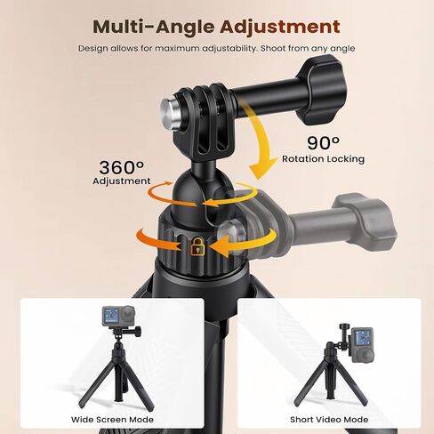Walking Way 40cm/15.75" Extendable Tripod, Mini Portable Selfie Stick for DJI Osmo Action 6/5 Pro/Pocket 3/Xtra Muse, GoPro Hero 13/12/11/10/Max, Insta360 X5/Ace Pro 2, Stable Stand, Vlog Handle Grip in Saudi Arabia