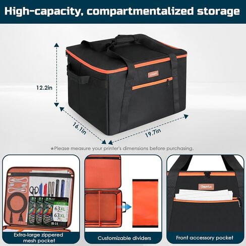 Padded Printer Carrying Case,Heavy Duty Water Resistant 600D Exterior | Thick Padding & Multiple Pockets for Event Printers, Accessories & Cords in Kuwait