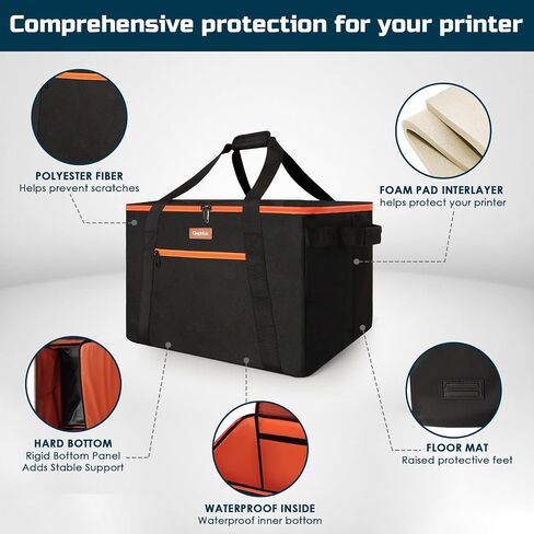 Padded Printer Carrying Case,Heavy Duty Water Resistant 600D Exterior | Thick Padding & Multiple Pockets for Event Printers, Accessories & Cords in Kuwait