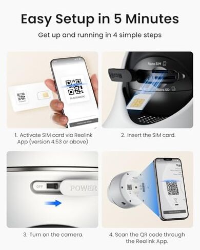 REOLINK 4K 4G LTE 360° Cellular Security Camera Wireless Outdoor +256G SD Card - 4Pack, No WiFi Solar Powered, SIM Card Included, 8MP Color Night Vision, Local/Cloud Storage, Go PT Ultra+Solar Panel 2 in Saudi Arabia