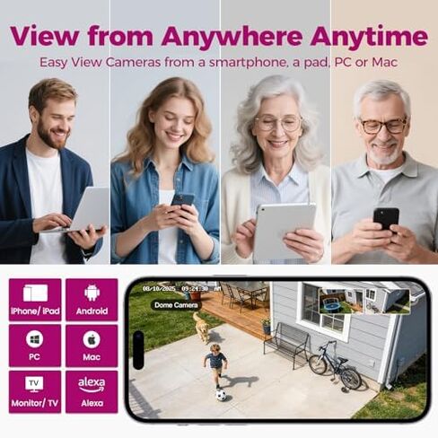 xmartO 16CH 10Pcs 6MP Tri-Lens PTZ Security Camera System, 16CH 4K WiFi 6 Mesh NVR with 500GB NVR, 3-View/Cam, Long Range Wireless, Plug-in 24/7 Home Surveillance, AI Detection, No Monthly Fees in Saudi Arabia