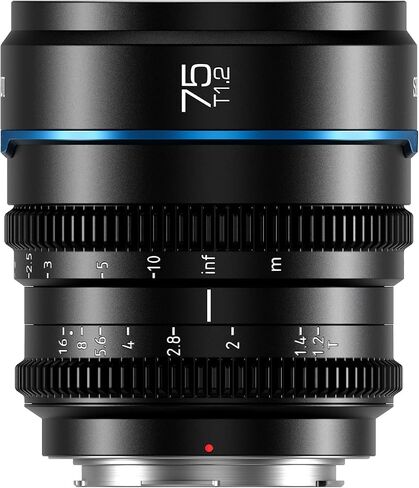 SIRUI Night Walker 75mm S35 Telephoto Cine Lens, T1.2 Large Aperture Manual Focus Lens for E Mount Cameras, FX30, ZVE-10, A6500, A6600 (MS75E-G, Metal Grey) in Kuwait