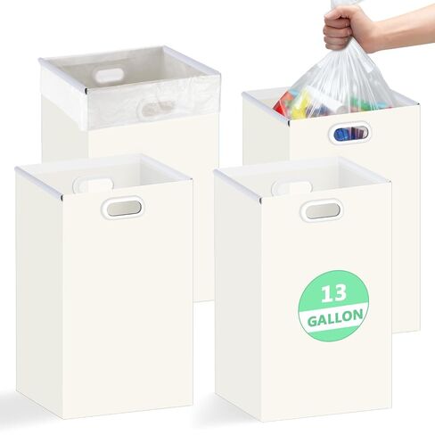 SARDVISA 4Pack 13 Gallon Disposable Trash Can with Handles, Collapsible Bin | 13 Gallon Large Capacity, Foldable Design, Waterproof Material, Built-In Handles, Ideal for Camping, Parties & Events in Saudi Arabia