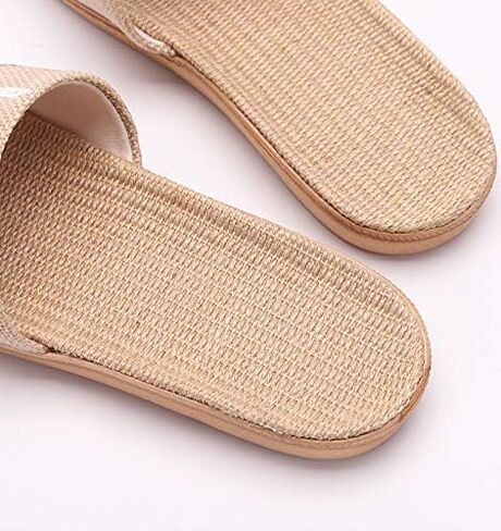 Hwayslon Flax Slippers Unisex Linen Summer Beach Shoes Lightweight Skidproof Indoor Slippers Home Breathable Sandals (Purple, numeric_5) in Saudi Arabia
