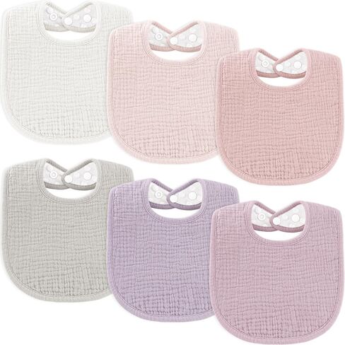 Susurration Muslin Baby Bibs 6 Pack Bandana Drool Bibs,Soft Square Adjustable Baby Drooling Bibs for Unisex Girls & Boys (Pink) in Saudi Arabia