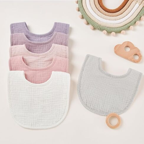 Susurration Muslin Baby Bibs 6 Pack Bandana Drool Bibs,Soft Square Adjustable Baby Drooling Bibs for Unisex Girls & Boys (Pink) in Saudi Arabia