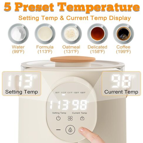 2L Baby Formula Dispenser, Baby Bottle Warmer with Night Light | Detachable Glass Tank, 5 Temperature Control, 7x24H Keep Warm, Instant Water Warmer for All Baby Bottles in Saudi Arabia