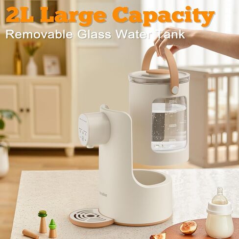 2L Baby Formula Dispenser, Baby Bottle Warmer with Night Light | Detachable Glass Tank, 5 Temperature Control, 7x24H Keep Warm, Instant Water Warmer for All Baby Bottles in Saudi Arabia