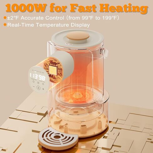 2L Baby Formula Dispenser, Baby Bottle Warmer with Night Light | Detachable Glass Tank, 5 Temperature Control, 7x24H Keep Warm, Instant Water Warmer for All Baby Bottles in Saudi Arabia