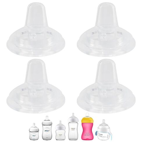 Sippy Cup Nipples for Philips Avent Natural Baby Bottles, My Grippy Spout Sippy Cup and Natural Trainer Sippy Cup, Soft 100% Silicone Sippy Spout Nipples, 6m+, 4 Count in Saudi Arabia