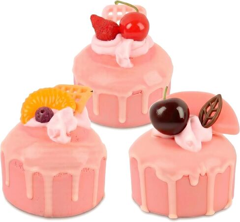 3 Pack Pink Artificial Cupcake Models, Realistic Fake Dessert Cake Props, Home Decor, Photography Styling Ornaments, Craft Display Accessories in Saudi Arabia