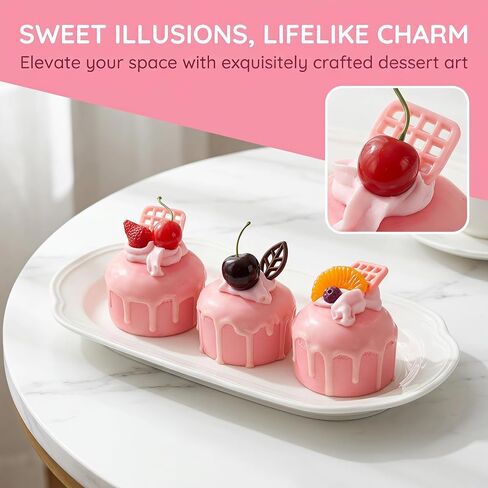 3 Pack Pink Artificial Cupcake Models, Realistic Fake Dessert Cake Props, Home Decor, Photography Styling Ornaments, Craft Display Accessories in Saudi Arabia