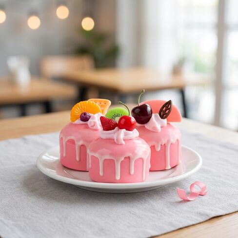 3 Pack Pink Artificial Cupcake Models, Realistic Fake Dessert Cake Props, Home Decor, Photography Styling Ornaments, Craft Display Accessories in Saudi Arabia