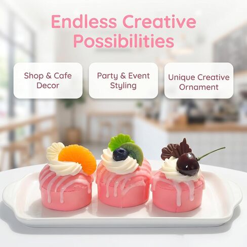 3 Pack Pink Artificial Cupcake Models, Realistic Fake Dessert Cake Props, Home Decor, Photography Styling Ornaments, Craft Display Accessories in Saudi Arabia