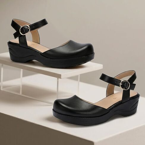 Women's Closed Toe Sandals Mary Janes for Women Comfort Walking Shoes for Long Standing Work Nursing Shoes Black Size 10 in Saudi Arabia