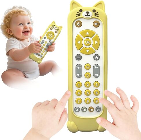 Baby TV Remote Toy with Lights & Sounds​​ - Interactive Learning Toy (3 Languages: English/Spanish/French), 50+ Musical Sounds, Realistic Design - Perfect 1 Year Old Gift for Boys & Girls (Black) in Kuwait