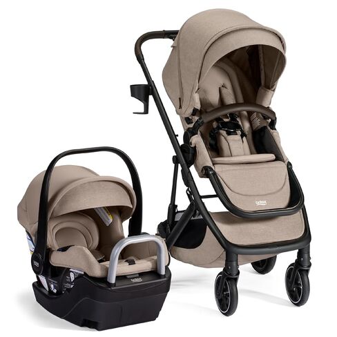 Britax Prism Travel System with Willow S Infant Car Seat — Teak | Car Seat Stroller Combo With Alpine Base; One-Step Stroller Fold & Telescopic Handlebar; ClickTight Car Seat Installation in Saudi Arabia