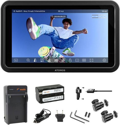 Atomos Shinobi GO 5.2" Touchscreen HDR Video/Camera Monitor | Portable 4K HDMI Field Monitor for DSLR & Camera with Waith Battery, Charger and Camera Hot Shoe Mount Advanced Bundle Set in Saudi Arabia