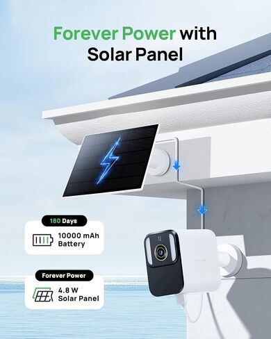 Anona 4K Solar Security Cameras Wireless Outdoor, Forever Power with Solar Panel, 8MP Color Night Vision, 24/7 AOV Recording, No Monthly Fees, AI Detection, Easy Setup, 2.4 G WiFi, IP67, 2 Pack in Saudi Arabia