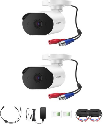 Anlapus 2 Pack 1080P HD-TVI Security Cameras with Audio, Night Vision, IP66 Weatherproof, 2MP Outdoor Indoor Home Surveillance CCTV Bullet Camera for Anlapus 1080P, 2MP, 5MP, 4K Analog DVR System in Kuwait