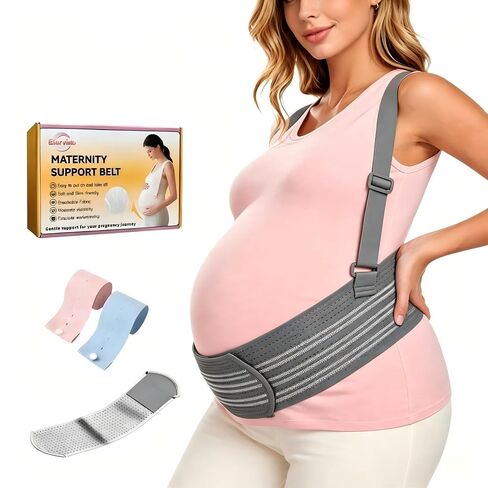 Maternity Support Belt Mesh Shoulder Straps Pregnancy Back Pelvic Relief(Beige,Large) in Kuwait