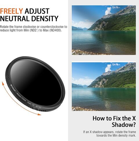 67mm Variable ND Lens Filter ND2-ND400 (1-9 Stops) | Multi-Coated, Adjustable Neutral Density Filter, Water and Scratch Resistant, Video & Photography Camera Lens Filter in Saudi Arabia