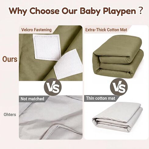Foldable Baby Playpen with Mat, Foldable Baby Fence Play Yards for Babies and Toddlers, Play Pen with Breathable Mesh and Anti-Fall Pads Green (71"×59") in Kuwait