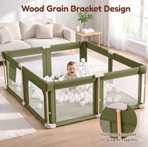 Foldable Baby Playpen with Mat, Foldable Baby Fence Play Yards for Babies and Toddlers, Play Pen with Breathable Mesh and Anti-Fall Pads Green (71"×59") in Kuwait