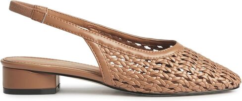 Brown Slingback Flats Woven Slingback Flats Womens Square Toe Flats | Closed Toe,Low Chunky Heels,Braided Flats,Woven Sandals,Comfortable,Casual,Breathable in Saudi Arabia