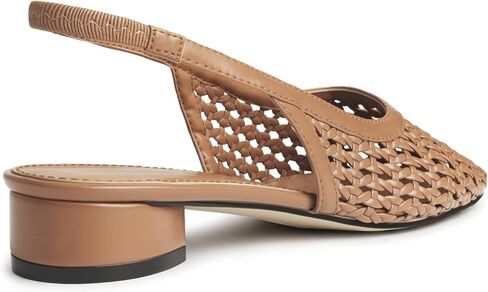 Brown Slingback Flats Woven Slingback Flats Womens Square Toe Flats | Closed Toe,Low Chunky Heels,Braided Flats,Woven Sandals,Comfortable,Casual,Breathable in Saudi Arabia