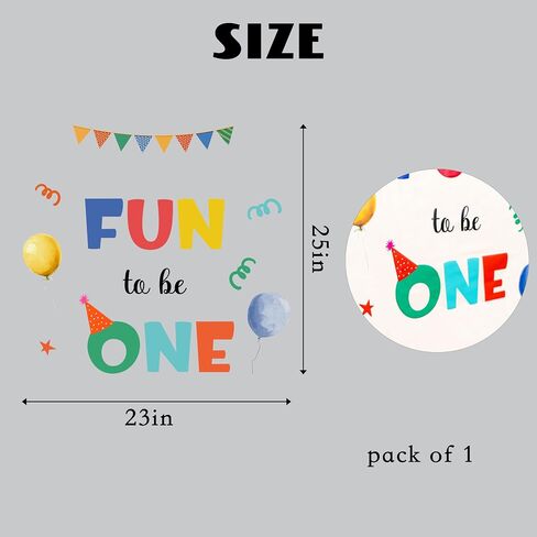 Fun to Be One Wall Decal | Colorful Watercolor Vinyl Sticker,Its Fun to Be One Birthday Decorations for Girls Boys,1st Birthday Party Backdrop Decor in Saudi Arabia