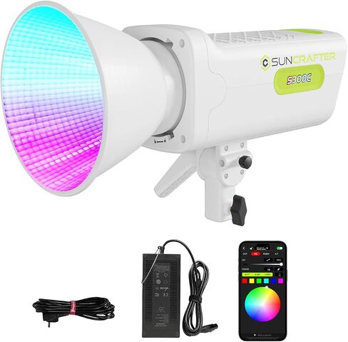 300C RGB+ACL LED Video Light, 300W COB Light,CCT 1400K-20000K | 30,900lux@1m, CRI97+,TLCI97,6-Color Accurate Spectrum & APP Control,Bowens Mount for Photography,Video,Streaming in Saudi Arabia