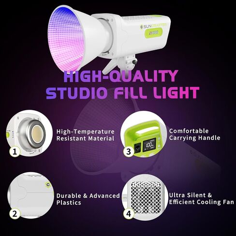 300C RGB+ACL LED Video Light, 300W COB Light,CCT 1400K-20000K | 30,900lux@1m, CRI97+,TLCI97,6-Color Accurate Spectrum & APP Control,Bowens Mount for Photography,Video,Streaming in Saudi Arabia