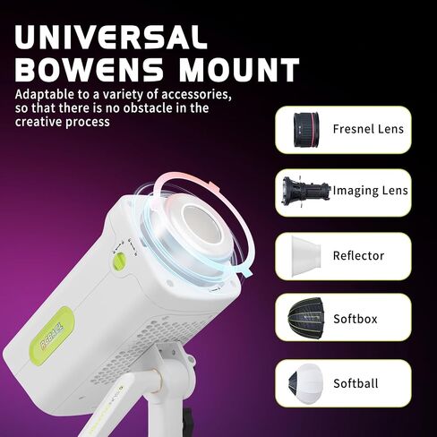 300C RGB+ACL LED Video Light, 300W COB Light,CCT 1400K-20000K | 30,900lux@1m, CRI97+,TLCI97,6-Color Accurate Spectrum & APP Control,Bowens Mount for Photography,Video,Streaming in Saudi Arabia