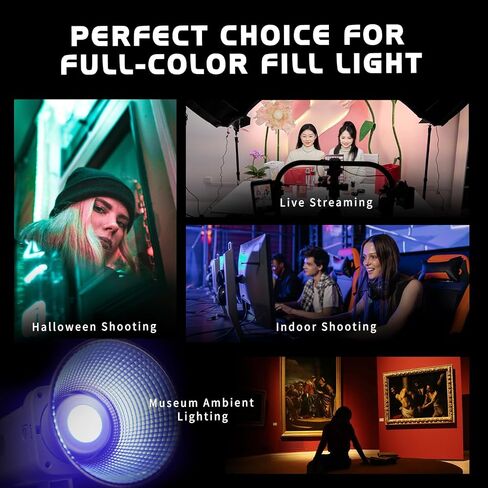 300C RGB+ACL LED Video Light, 300W COB Light,CCT 1400K-20000K | 30,900lux@1m, CRI97+,TLCI97,6-Color Accurate Spectrum & APP Control,Bowens Mount for Photography,Video,Streaming in Saudi Arabia