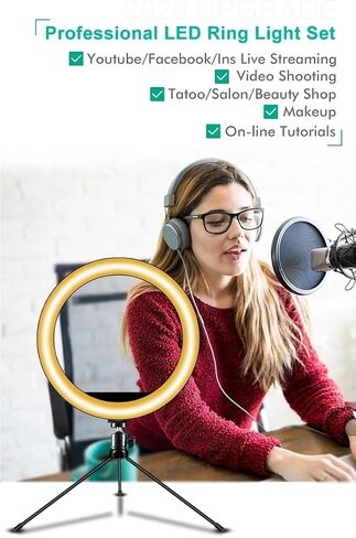 IK Multimedia 10" Selfie Ring Light with 3 Color Modes & 11 Brightness Levels, LED Circle Light for TikTok, Makeup, YouTube, Zoom, Video Recording & Photography, Fits UNC 1/4" Standard Tripod in Saudi Arabia