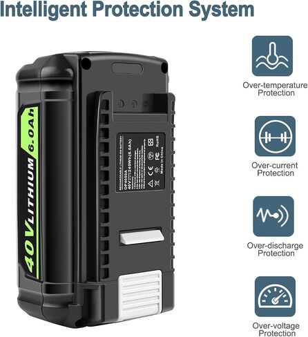 40V 6.0Ah Lithium-Ion Replacement Battery Compatible with Ryobi 40 Volt Cordless Tools Battery OP4015 OP4026 OP40201 OP40261 OP4030 OP40301 OP4040 OP40401 OP4050 OP4050A OP40501 OP40601 in Kuwait